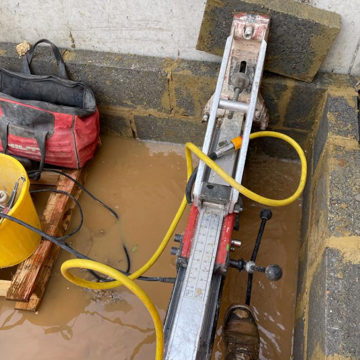 core drilling in internal wall in house extension in london