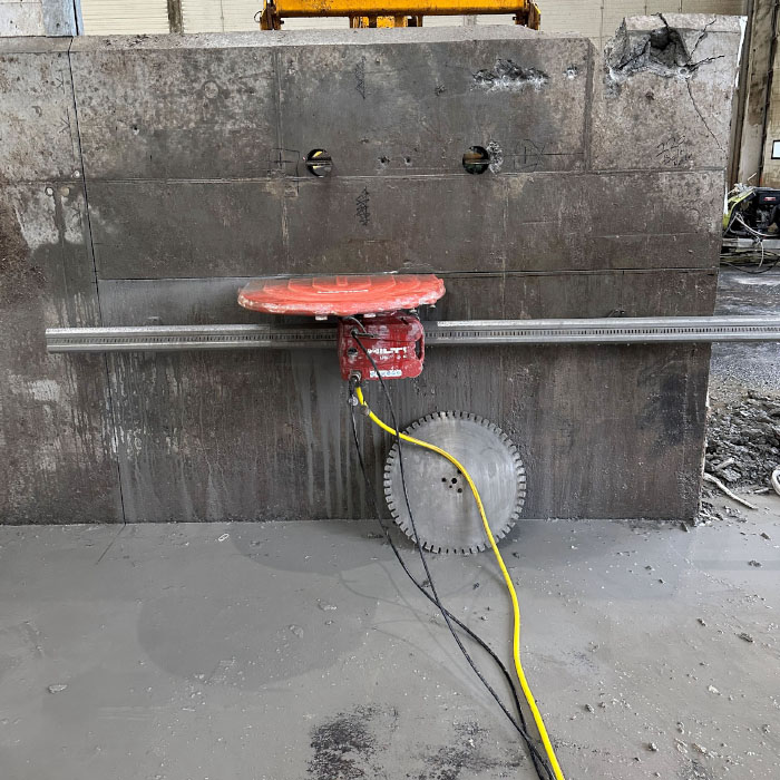 sawing horizontal hole with wall saw in london