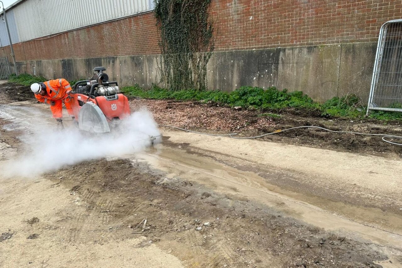 250mm Depth Floor Sawing 120m Down a Road hasting bc diamond drilling